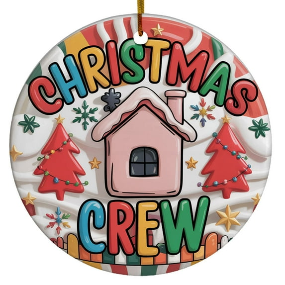 3D Inflated Christmas Crew Ornament, Christmas, Puffy Christmas Round, Christmas Tree Ornaments White 2025, Christmas Friend Birthday Gifts For Women
