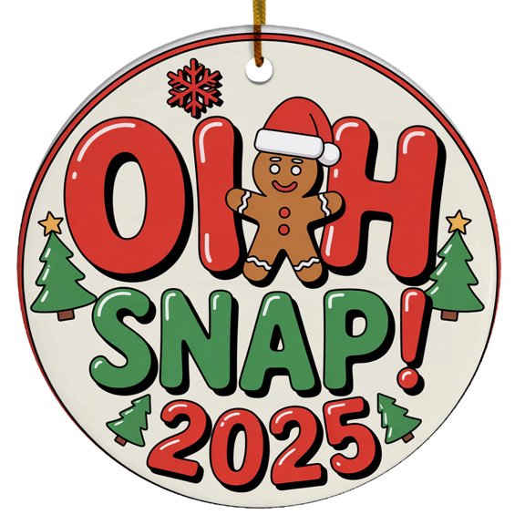 3D Inflated Oh Snap Ornament, Family Christmas Ornaments, Puffy Christmas Round, Ceramic Ornament, Photo Chrismas Ornament, Christmas Gifts For Grandma