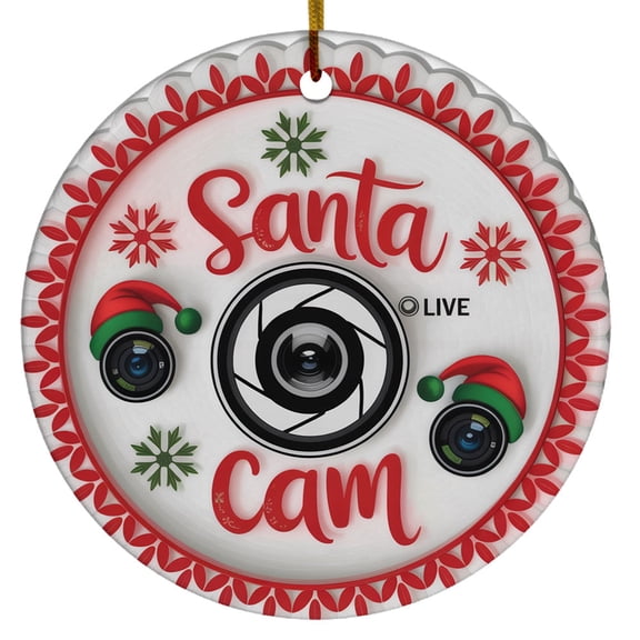 3D Inflated Santa Cam Ornaments, Puffy Christmas Round, Ceramic Ornament, Ornament Christmas Tree Hanging, Christmas Mother Birthday Gifts
