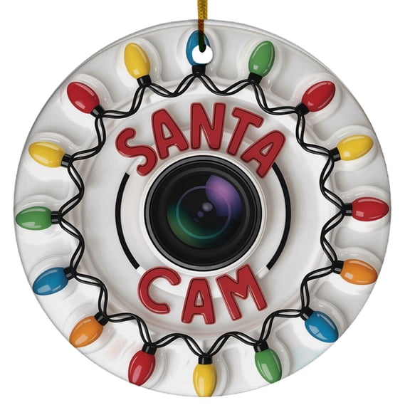 3D Inflated Santa Cam Ornaments, Puffy Christmas Round, Ceramic Ornament, Ornament Christmas Tree Hanging, Christmas Mother Birthday Gifts