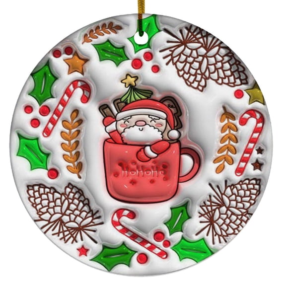 3D Inflated Santa Claus In Cocoa Cup Christmas Ornament, Ornaments With Photo, Christmas Ornaments, Xmas Decor, Christmas Best Friend Gifts For Women