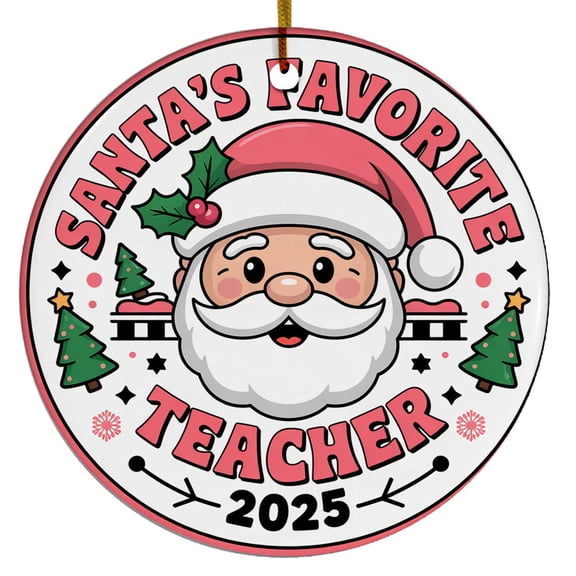 3D Inflated Santa Favorite Teacher Ornament, Family Christmas Ornaments, Puffy Christmas Round, Christmas Tree Hanging Decor 2025, Christmas Gifts For Coworkers