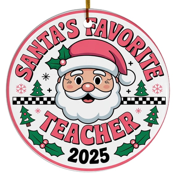 3D Inflated Santa Favorite Teacher Ornament, Family Christmas Ornaments, Puffy Christmas Round, Christmas Tree Hanging Decor 2025, Christmas Gifts For Coworkers