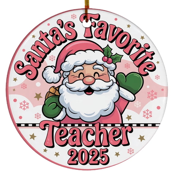 3D Inflated Santa Favorite Teacher Ornament, Family Christmas Ornaments, Puffy Christmas Round, Christmas Tree Hanging Decor 2025, Christmas Gifts For Coworkers