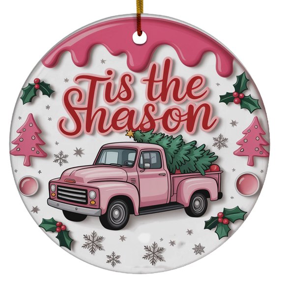 3D Inflated Tis The Season Christmas Ornament, Custom Christmas Ornament, Puffy Christmas Round, Family Christmas Ornament, Christmas Birthday Gifts For Dad