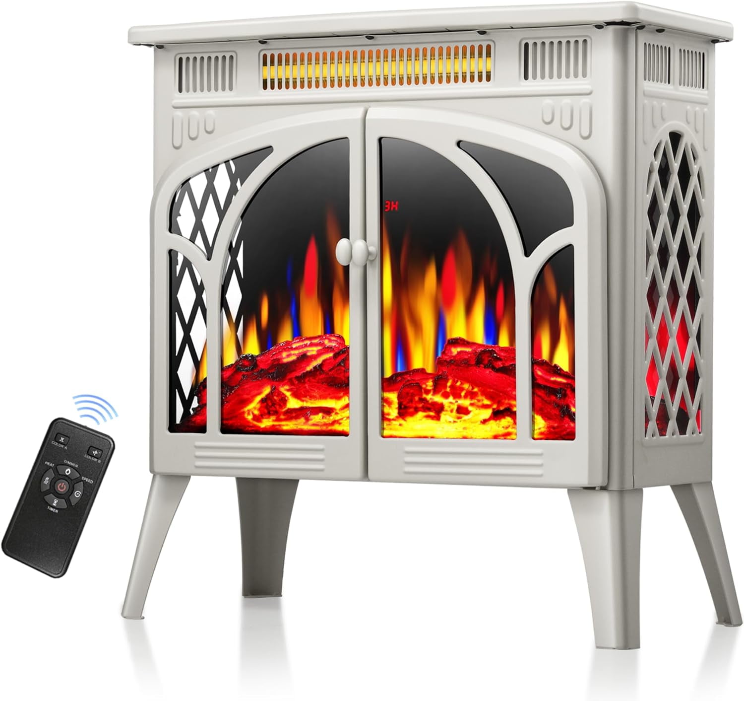 3D Infrared Electric Fireplace Stove, Freestanding Fireplace Heater With Realistic Flame Effects