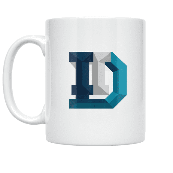 3D Initials Design - Monogram Art Enthusiast - 11 oz Ceramic Coffee Mug