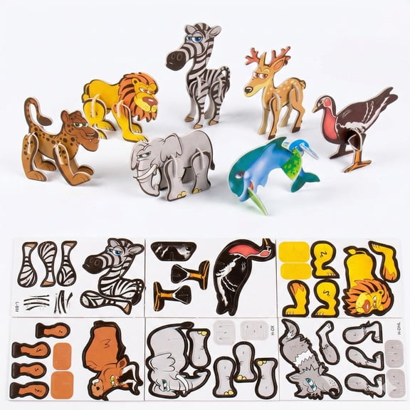 3D Insect Paper Assembly Model Kit - 25 Piece Snap Fit Jungle Creature Set, Jigsaw Puzzle Set