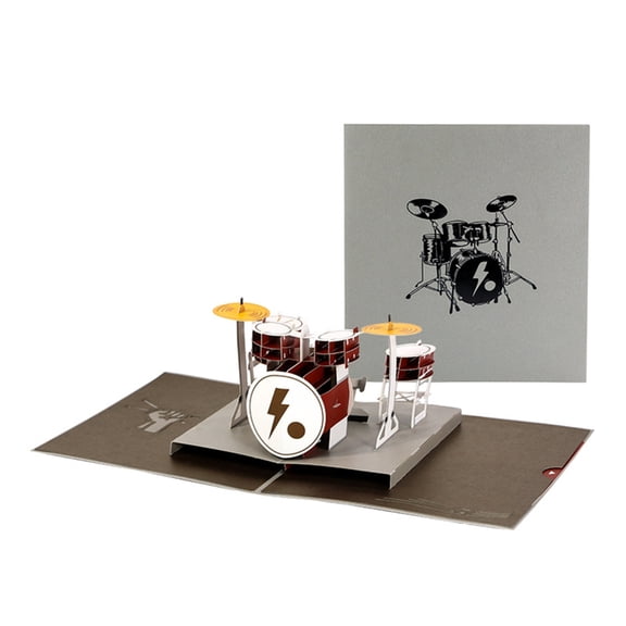 3D Instrument Drum Greeting Card with Envelope Surprise Mysterious Paper Cards for Children Kids Girl Boy