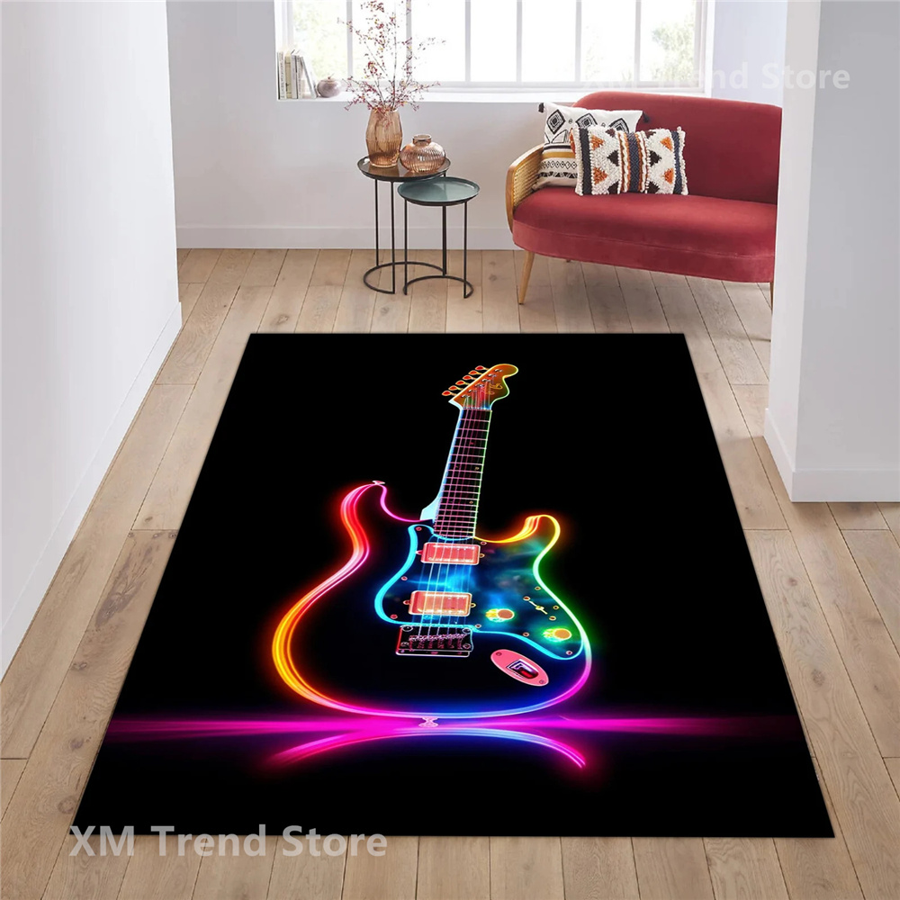 Musical Instrument Rug 3D Instrument Guitar Carpet Rug for Home r Living Room Bedroom Kitchen ...
