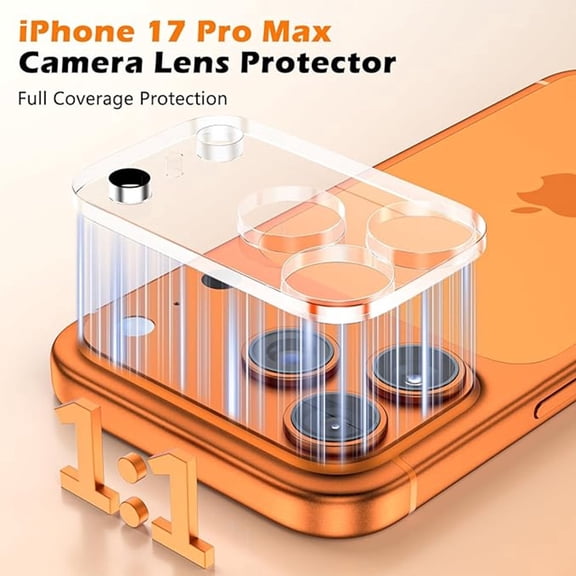 3D Integrated Clear Camera Lens Protector for iPhone 17 Pro Max, 9H Tempered Glass, Full Coverage, Ultra HD, Case Friendly