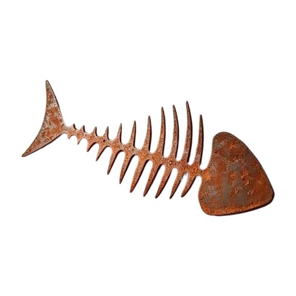 3D Iron Fishbones Wall Decors Metal Wall Art Decors Wall Hanging Sculptures with Aged Brown Color Metal Depth for Indoor Display Across Entryways, Dining Spaces, Studies, or Hallways