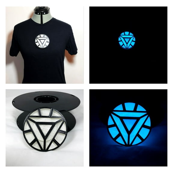 3D Iron Man Arc Reactor Custom Magnetic Chest Piece Light Up Glow in the Dark + UV Keychain Light - Costume Accessory Dress Up