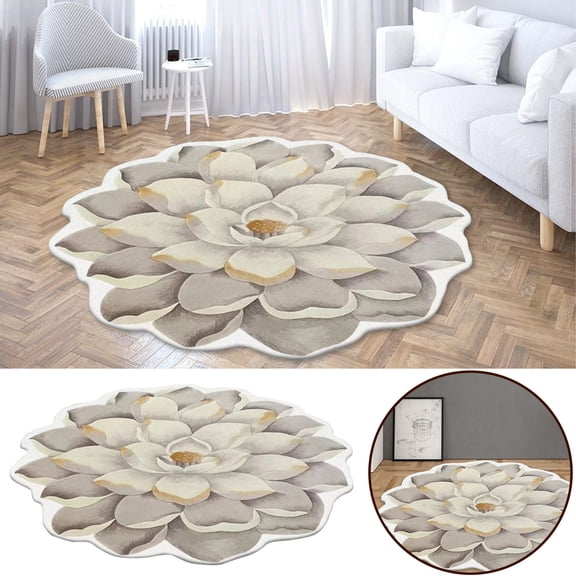 3D Irregular Flower Ground Mat With A Diameter Of 60Cm Crystal Velvet - 1X Floor Mat