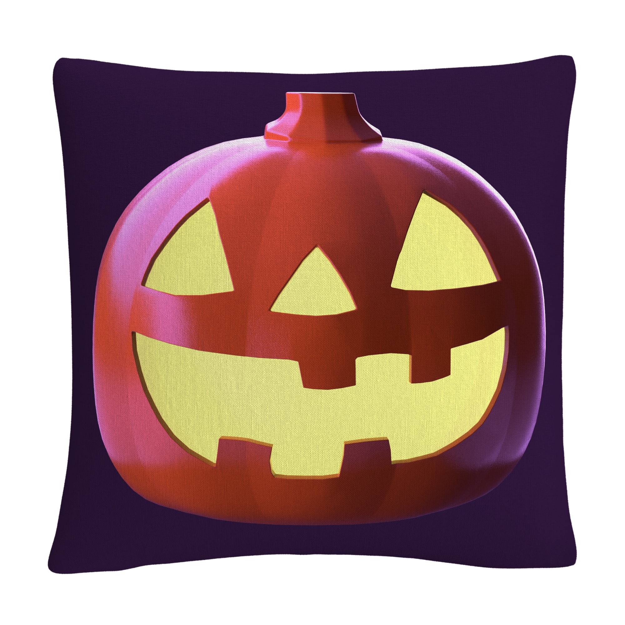 3D Jack O Lantern Yellow Light Halloween By Abc 16 X 16 Decorative Throw Pillow