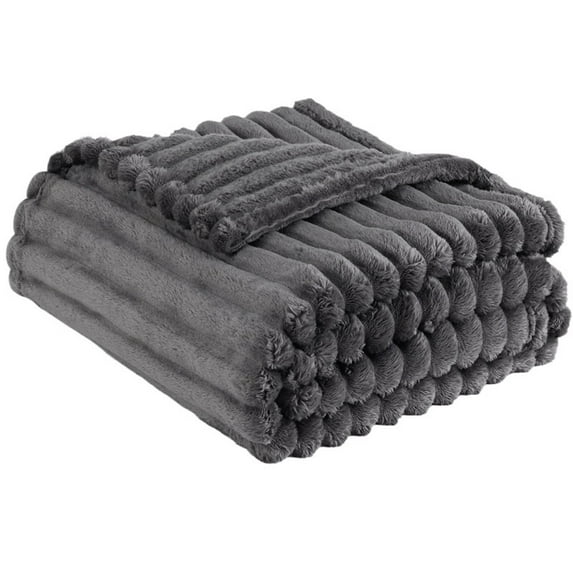 3D Jacquard Throw Blanket - Ultra Soft Cozy Warm Fluffy Blanket for Couch Bed Sofa - Lightweight Decorative Striped Throw for All Season Use Home Decor