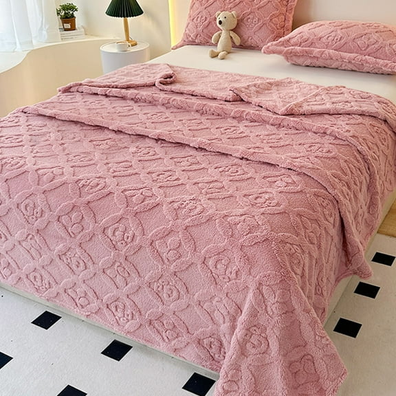 3D Jacquard Leaf Coral Fleece Blankets,Queen Size Bed Blankets/Bedspreads, Soft Warm Solid Color Plush Fleece Throw Blankets for Couch,Sofa,All Season,5939Inch