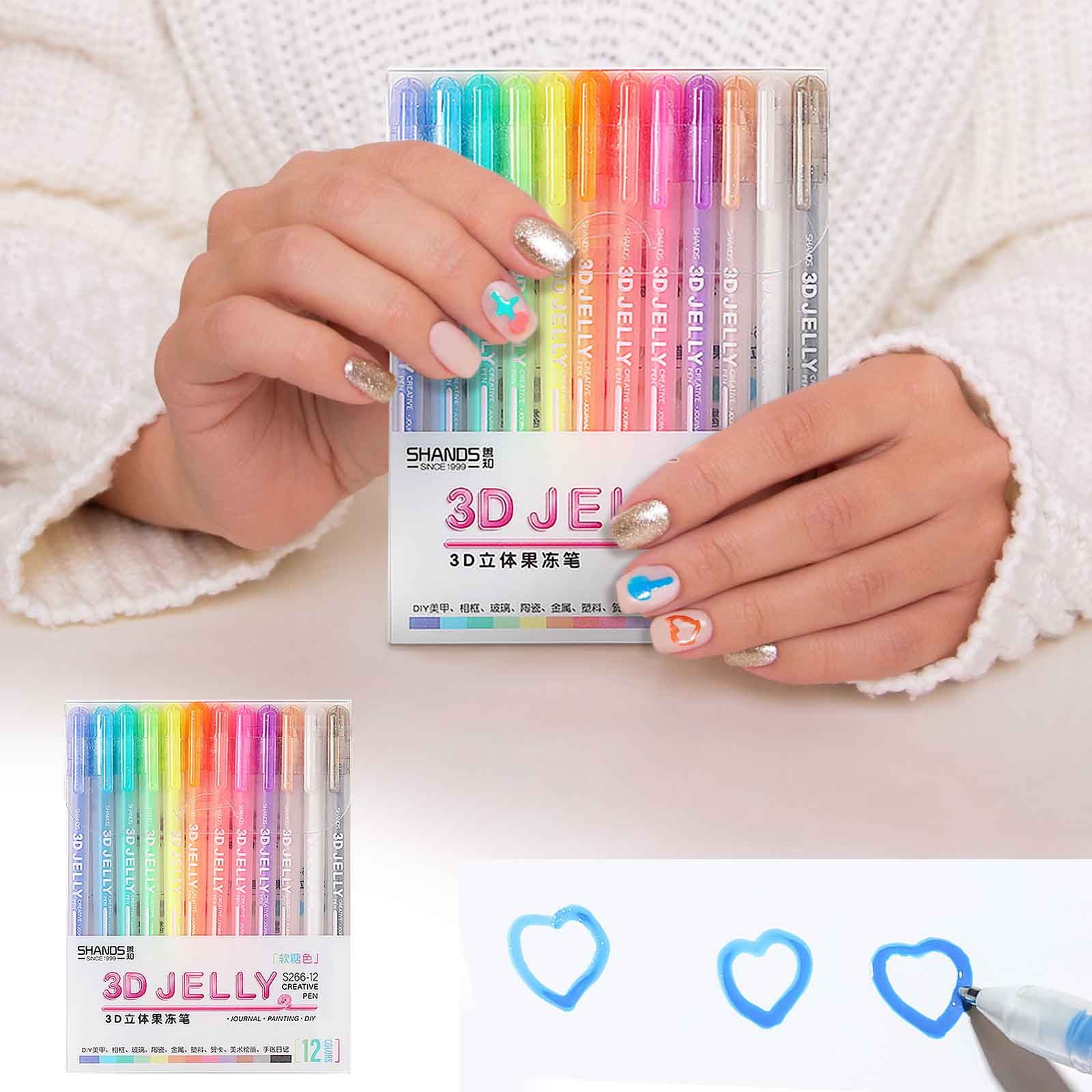  3D Jelly Pen Set, 6 Colors + 12 Colors 3D Glossy Jelly Pens,  Assorted Colors Gel Ink Pens for DIY Painting Drawing Coloring, Suitable on  Glass, Plastic : Arts, Crafts & Sewing