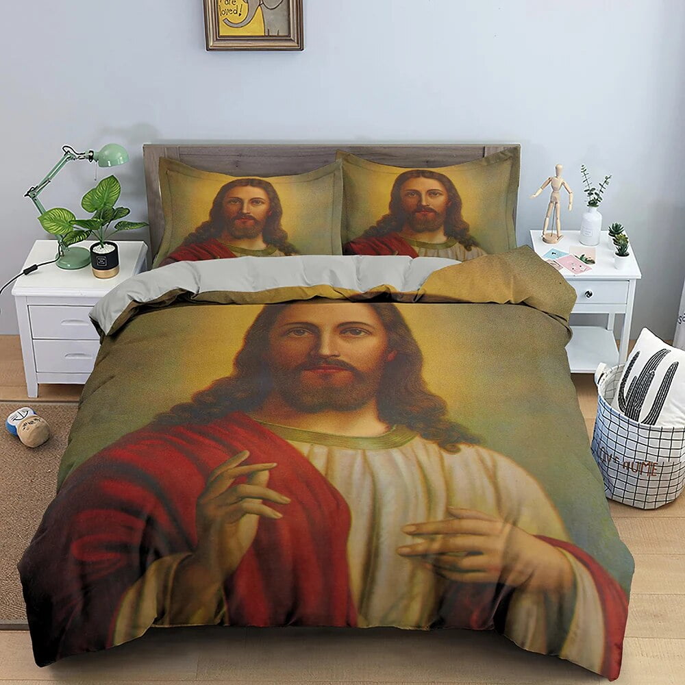 3D Jesus Duvet Cover Christian Sacred Jesus Bedding Set God Bless You