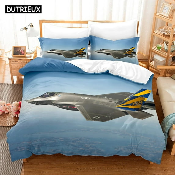 3D Jet Fighter Battle Plane F-35 Bedding Sets Duvet Cover Set With Pillowcase Twin Full King Bedclothes Bed Linen