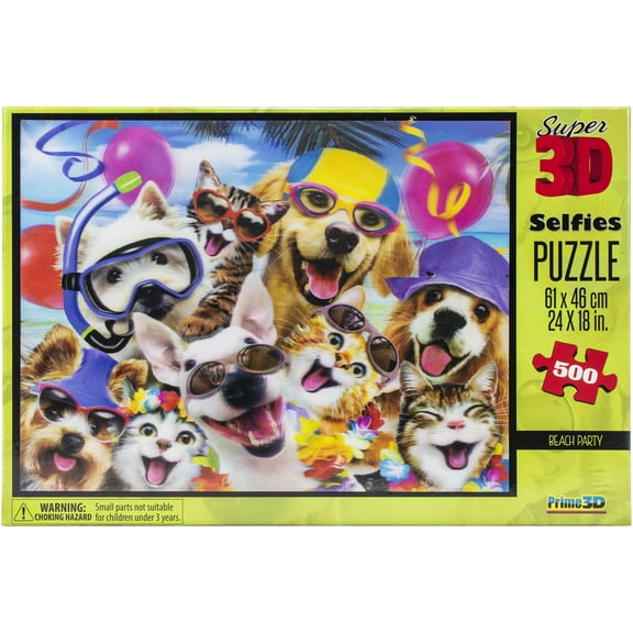 3D Jigsaw Puzzle Howard Robinson 500 Pieces 24"X18"-Beach Party Selfie