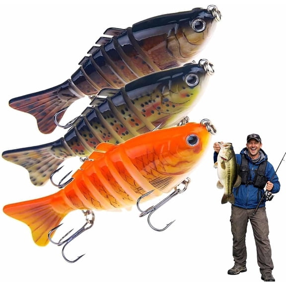 3D Jointed Swimbaits Fishing Lures for Bass & Trout, Slow Sinking Kit, Freshwater Bait