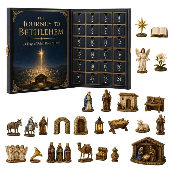 3D The Journey To Bethlehem Advent Calendar 2026, 24 Days Nativity Advent Calendar, Holy Nativity Scene Resin Hanging Ornaments, Religious Family Decor for Home Decorations