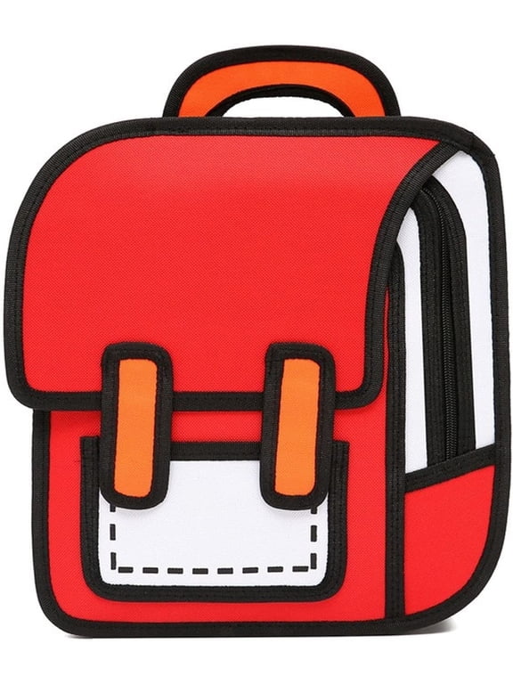 3D Jump Style 2D Drawing Backpack - Novetly Back To School Supplies Kawaii Cartoon Comic Japanese Anime Bag Daypack
