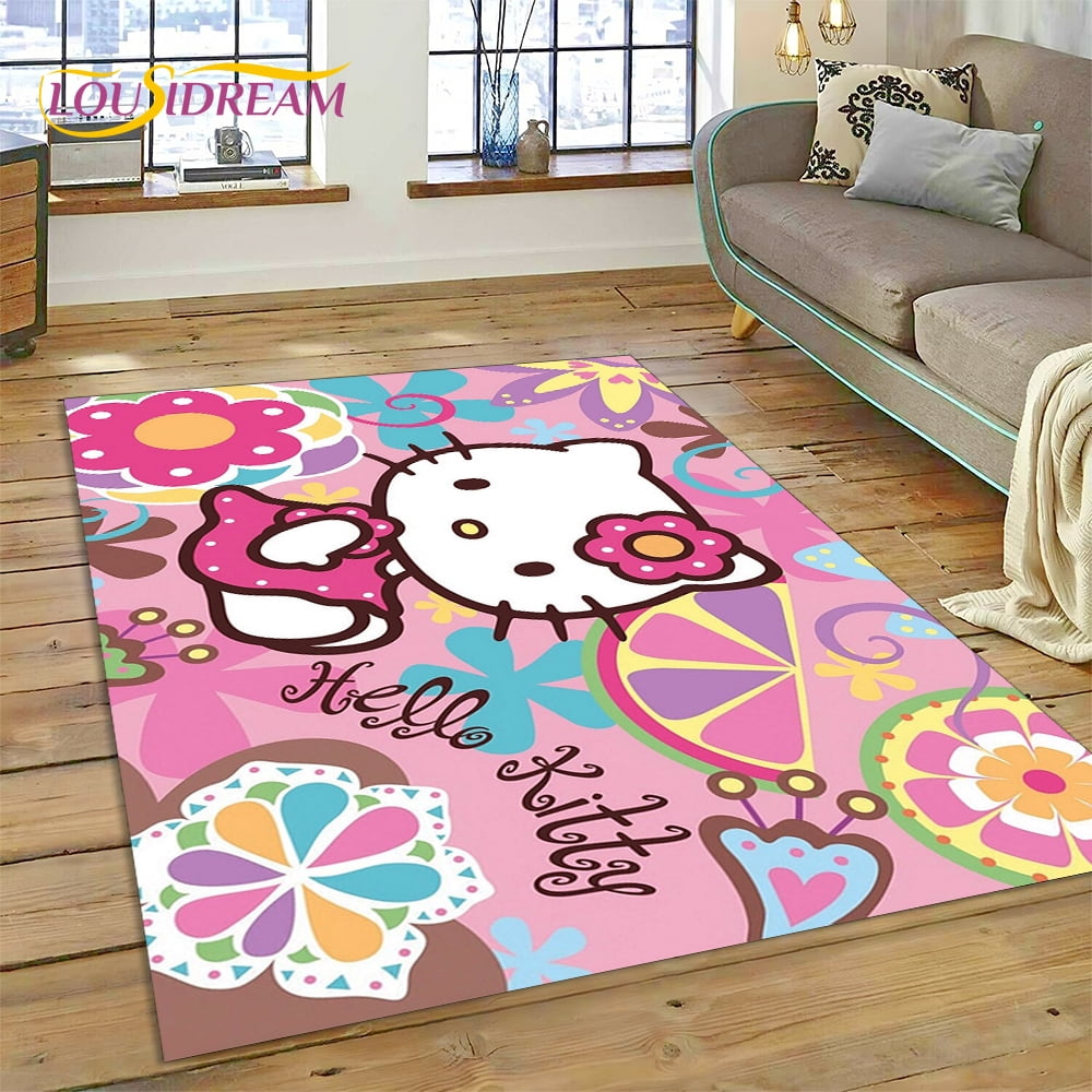 3D Kawaii Cartoon Cute Kitty-y Cat Area Rug Carpet Rug for Living Room ...