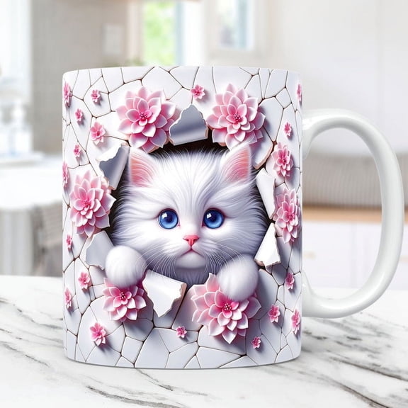 3D Kitten Hole In A Wall Mug Gift for Cat Lover Birthday Gift
