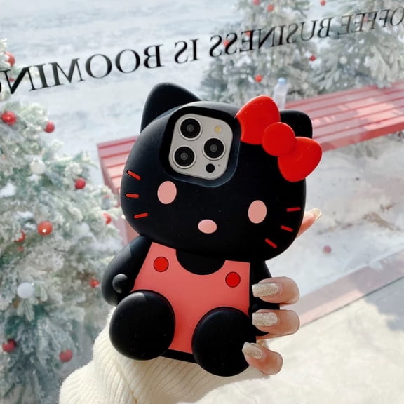3D Kitty Cat Soft Silicone Case for iPhone 16 Pro Max 16 Plus 11 12 13 14 15 Pro Max 14 Plus 15 Plus ,Kawaii Cartoon Shockproof Protective Gel Back Cover
