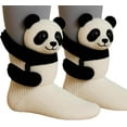 thumbnail image 1 of 3D Knit Animal Sloth Socks for Women, 2025 Christmas Socks Collection Fun Cute Plush Animals Hug Crew White Socks (Panda), 1 of 7