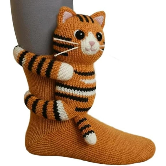 3D Knit Animal Socks, 3D Knitted Cute Animal Socks for Women, Cozy Cute Hand Crochet Knit Sock