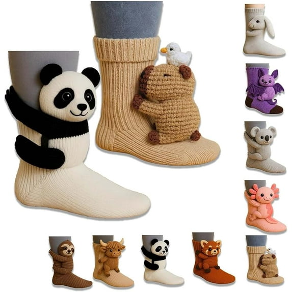 3D Knit Animal Socks, Animal Socks Cute Plush Animals Hug Sock, Long Stocking Sock for Christmas Gifts