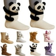 thumbnail image 1 of 3D Knit Animal Socks, Animal Socks Hand Crocheted, Double-layer cotton, Warm embrace，Crochet Animal Slipper Socks - Handmade Plush Creature Socks With Non-Slip Grips for Kids & Adults, 1 of 15