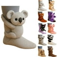 thumbnail image 1 of 3D Knit Animal Socks, Animal Socks Hand Crocheted, Double-layer cotton, Warm embrace (Koala), 1 of 7