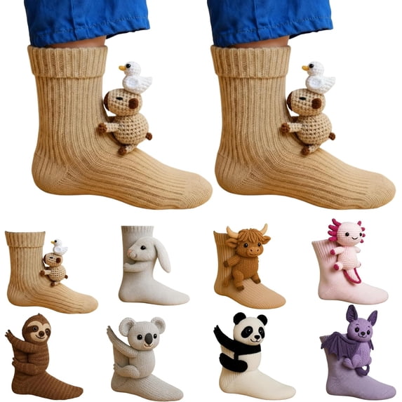 3-Pack Animal Patterned Jacquard Knit Socks
