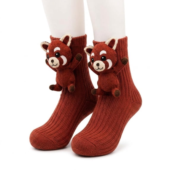 3D Knit Animal Socks, Cute Fuzzy Novelty Slipper Socks with Non-Slip Grips for Women, Christmas Gifts