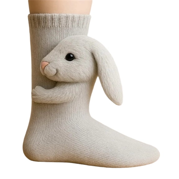 Christmas 3D Knit Animal Socks, Cute Plush Animals Design Sock, Double-layer Cotton, Funny Warm and Soft Long Stocking Stuffers Socks