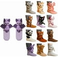 thumbnail image 1 of 3D Knit Animal Socks Fall Winter Novelty Animal Socks Hug Socks Hand Crocheted Thickened Warm Socks Unisex Double Layer Cotton Funny Christmas Socks Gifts For Men Womens Purple, 1 of 6