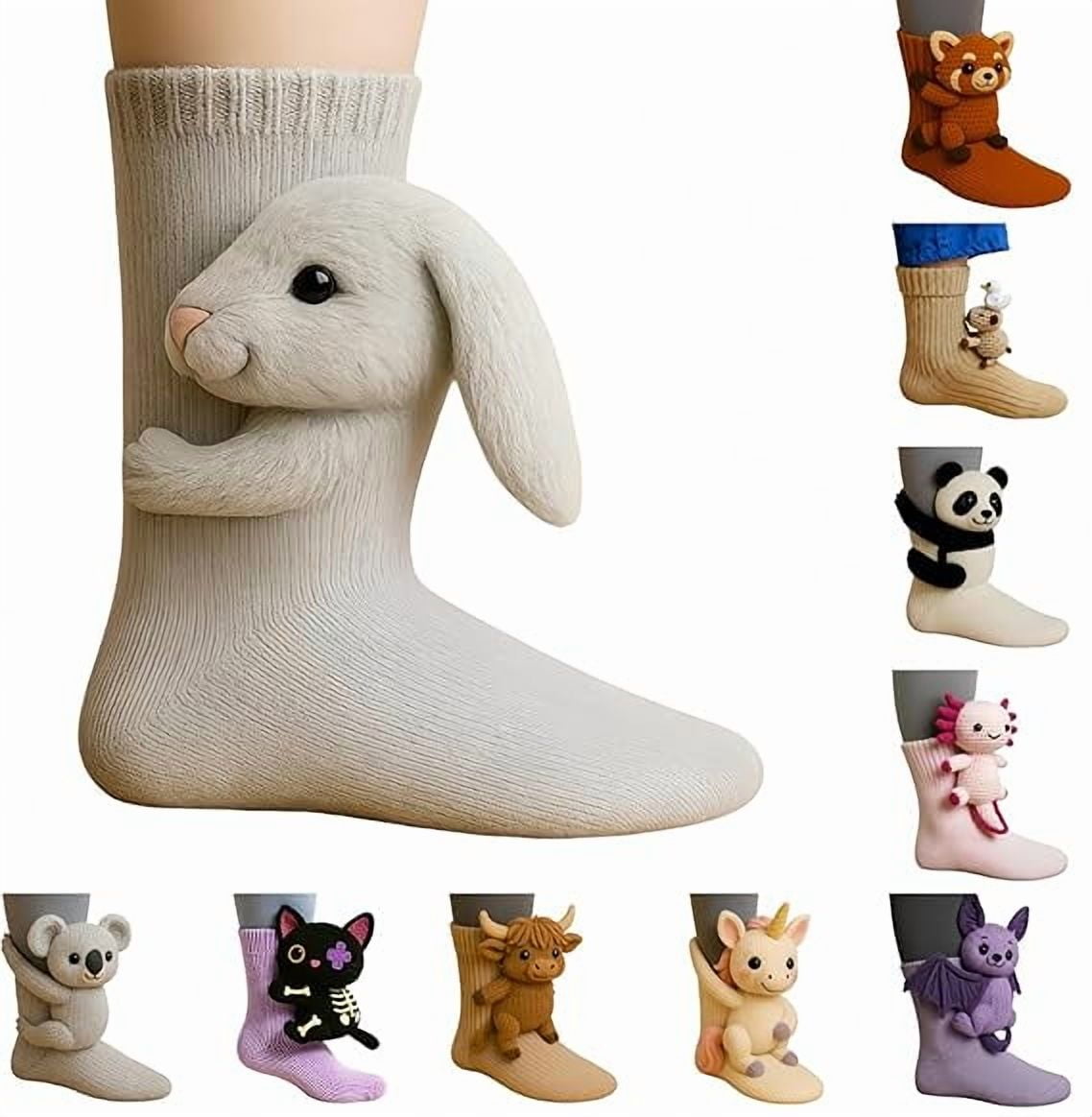 Chaussettes Tricotées En Forme D'animal 3D, Crochetées à La Main, En
