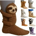 thumbnail image 1 of 3D Knit Animal Socks Fall Winter Novelty Animal Socks Hug Socks Hand Crocheted Thickened Warm Socks Unisex Double Layer Cotton Funny Christmas Socks Gifts For Men Womens Coffee, 1 of 8