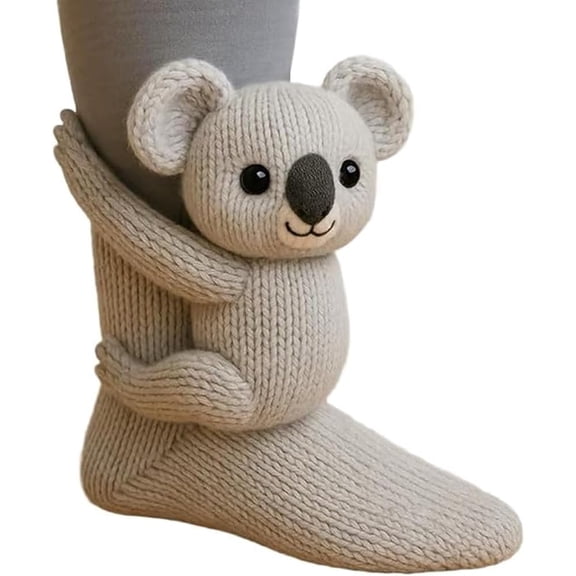 3D Knit Animal Socks, Funny Novelty Christmas Floor Socks, Cute 3D Panda Black Cat Koala Capybara Raccoon Sloth Cow Animals Crochet Knit Sock