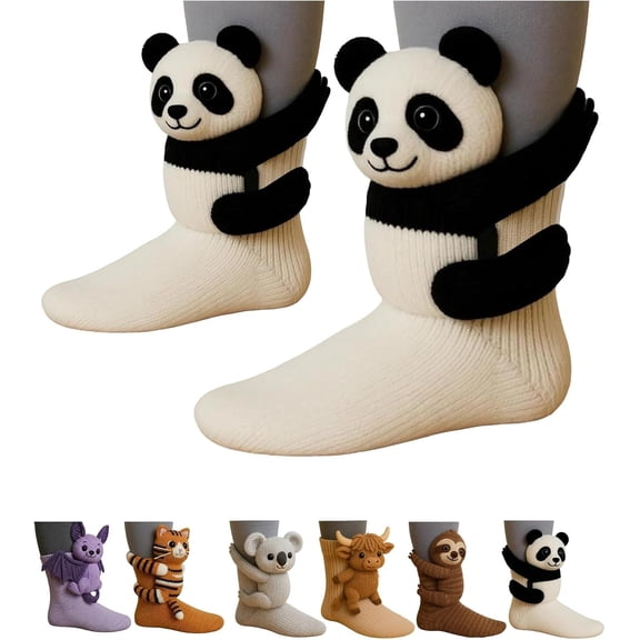 3D Knit Animal Socks, Handmade Funny Warm And Soft Long Sloth Socks, Funny Double-Layer Warmth Christmas Sock