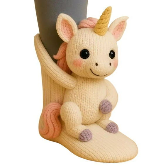 3D Knit Animal Socks,Knit Animal Hug Socks,Winter Warm Thick Funny Christmas Socks Gifts for Women Men,Free size,Unicorn