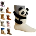 thumbnail image 1 of 3D Knit Animal Socks Panda, Machine Washable Knit Socks for Men & Women, Various Animal Pattern designs, Winter Warm Style, 1 of 7