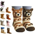 thumbnail image 1 of 3D Knit Animal Socks Red Panda, Machine Washable Knit Socks for Men & Women, Various Animal Pattern designs, Winter Warm Style, 1 of 7