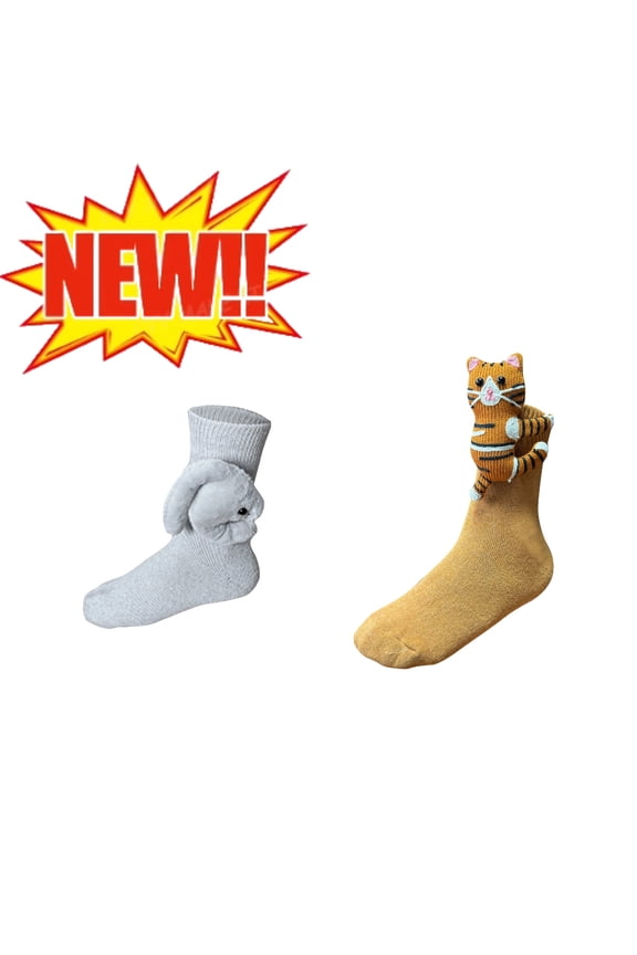 3D Knit Animal Socks Sloth,Bear,Panda, Machine Washable Knit Socks for Men & Women, Various Animal Pattern designs, Winter Warm Style