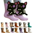 thumbnail image 1 of 3D Knit Animal Socks for Unisex – Cute Cozy Hand-Crochet Floor Socks, 3D Funny Winter Warm Socks with Panda, Black Cat, Koala, Capybara, Raccoon, Sloth, Cow & More, 1 of 7