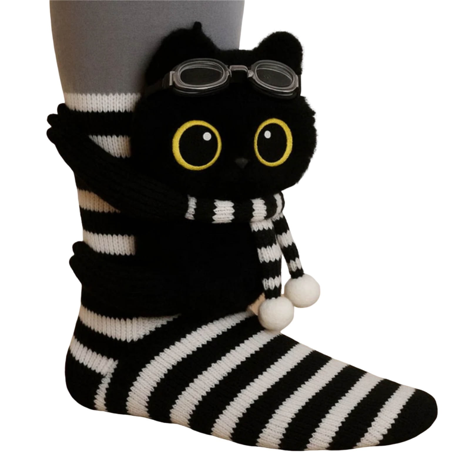 3D Knit Animal Socks,Warm Non-slip Christmas Socks,Soft Hand Crocheted Animal Socks, Double-Layer Cotton, 1 Pair, Style-d